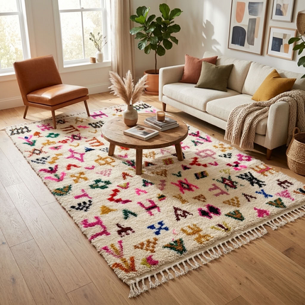 Tapis berbère Azilal 262 x 156cm - Dessins multicolores