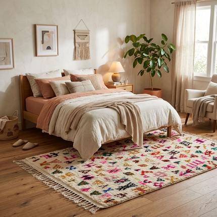 Tapis berbère Azilal 262 x 156cm - Dessins multicolores