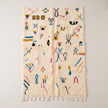 Tapis berbère Azilal Multi-symboles 268 × 163 cm - Dessins multicolores
