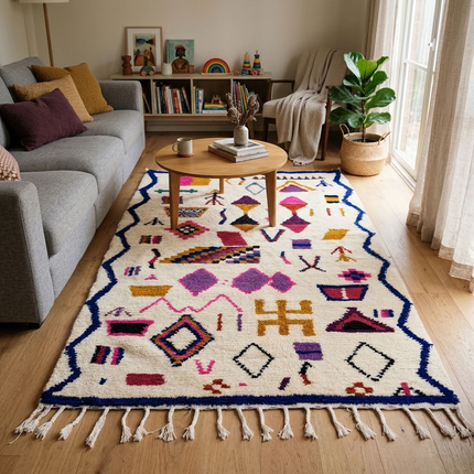 Tapis berbère Azilal 251 × 165cm - Dessins multicolores