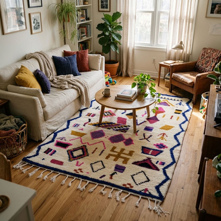 Tapis berbère Azilal 251 × 165cm - Dessins multicolores