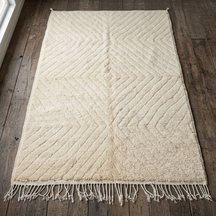 Tapis Beni Ouarain Écru losanges 254 × 154 cm