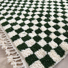 Tapis Berbère en laine Damier vert et blanc - 150 x 245cm