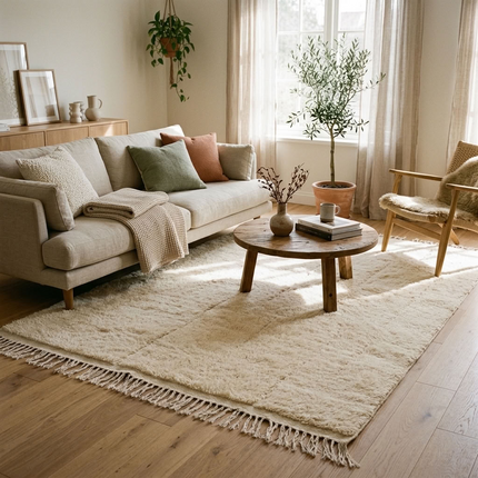 Tapis berbère 260 × 140 cm - Écru
