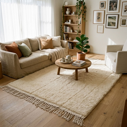 Tapis berbère 260 × 140 cm - Écru
