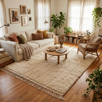 Tapis berbère 260 × 140 cm - Écru