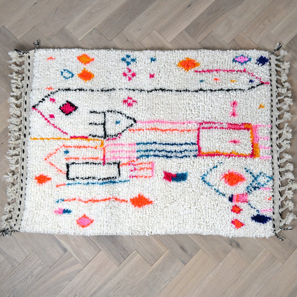 Tapis berbère Azilal 105 x 145cm - Dessins multicolores