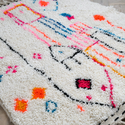 Tapis berbère Azilal 105 x 145cm - Dessins multicolores