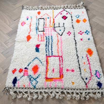 Tapis berbère Azilal 105 x 145cm - Dessins multicolores