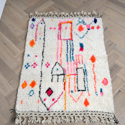 Tapis berbère Azilal 105 x 145cm - Dessins multicolores