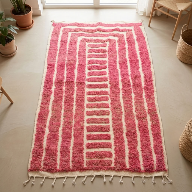 Tapis berbère en relief 244 × 155 cm - Rose