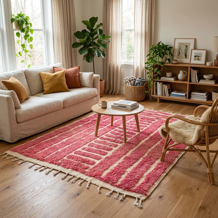 Tapis berbère en relief 244 × 155 cm - Rose