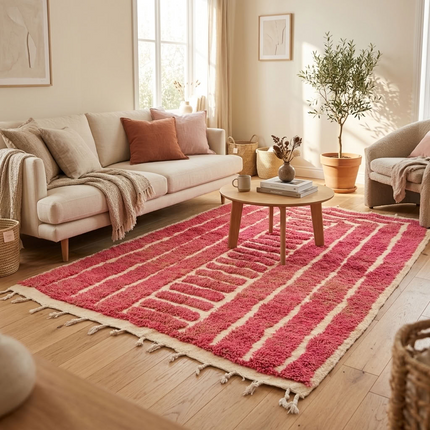 Tapis berbère en relief 244 × 155 cm - Rose
