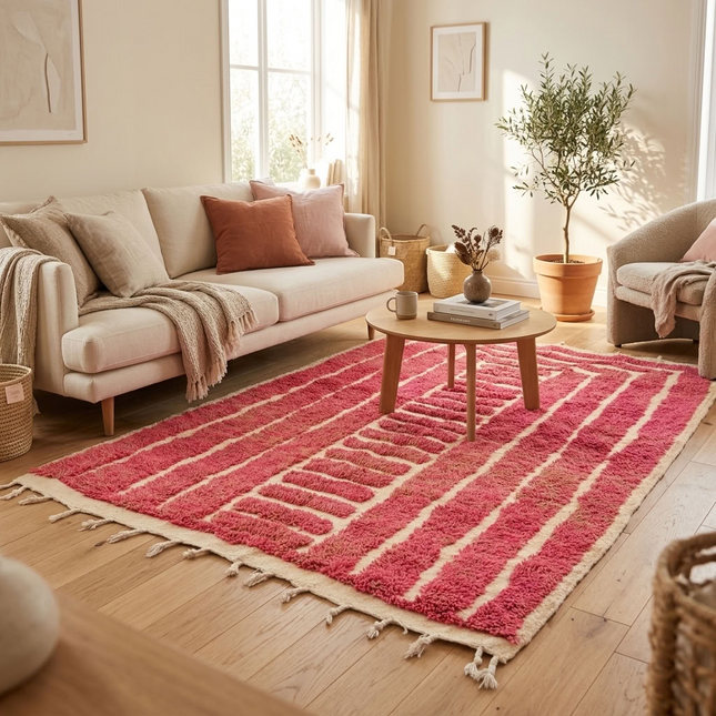 Tapis berbère en relief 244 × 155 cm - Rose