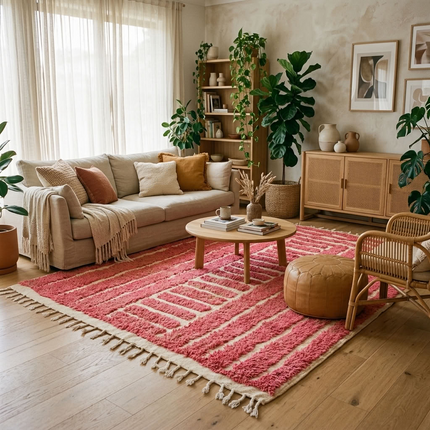 Tapis berbère en relief 244 × 155 cm - Rose