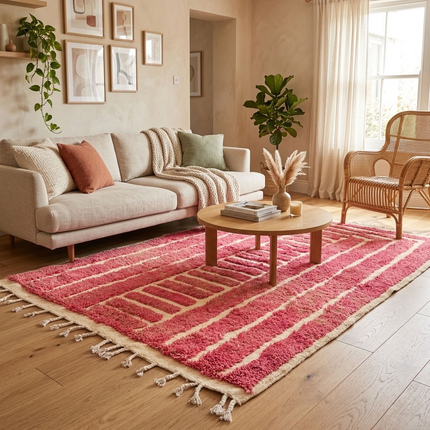 Tapis berbère en relief 244 × 155 cm - Rose