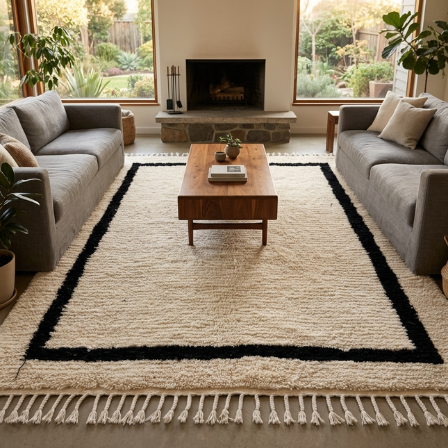 Tapis Béni Ouarain 200 x 300cm - Cadre noir