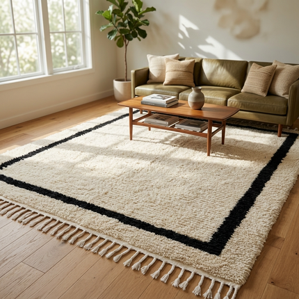 Tapis Béni Ouarain 200 x 300cm - Cadre noir