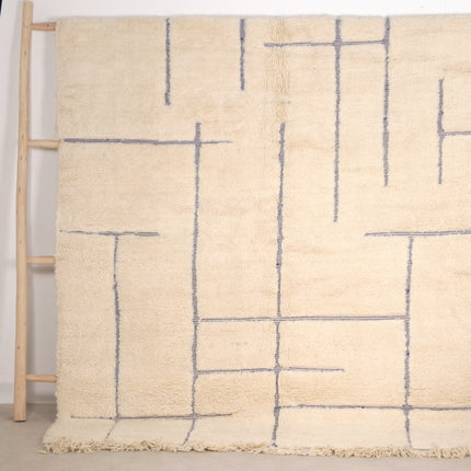 Tapis Béni Ouarain 196 x 298cm - Géométrique bleu majorelle