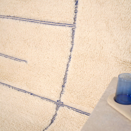 Tapis Béni Ouarain 196 x 298cm - Géométrique bleu majorelle