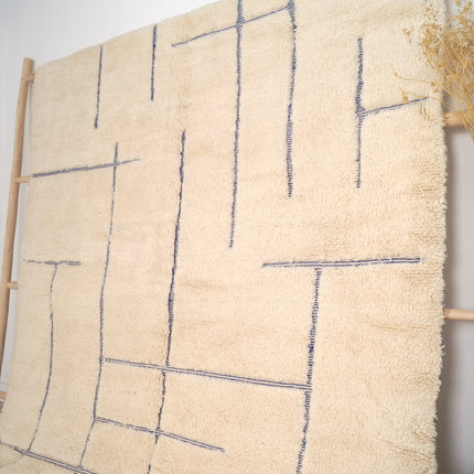 Tapis Béni Ouarain 196 x 298cm - Géométrique bleu majorelle
