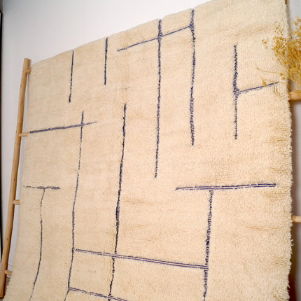 Tapis Béni Ouarain 196 x 298cm - Géométrique bleu majorelle