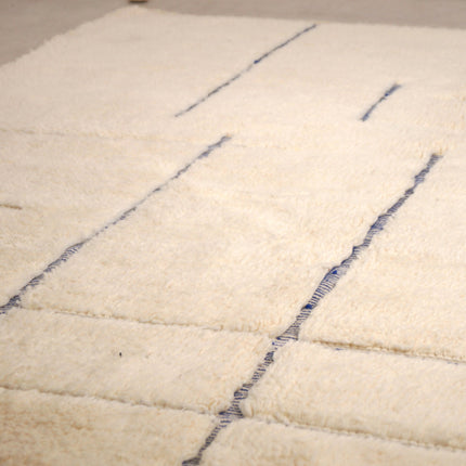 Tapis Béni Ouarain 196 x 298cm - Géométrique bleu majorelle