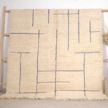 Tapis Béni Ouarain 196 x 298cm - Géométrique bleu majorelle