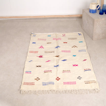 Tapis Kilim 153 x 95cm - Symboles berbères multicolores