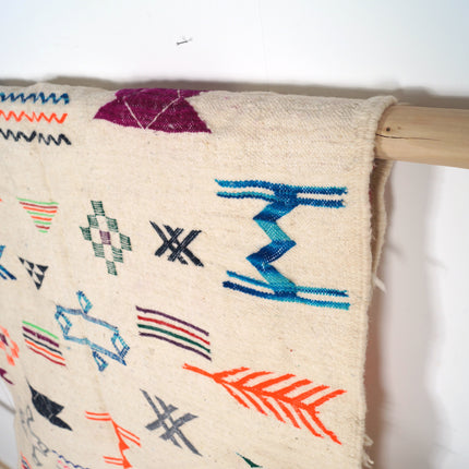 Tapis Kilim 160 x 100cm - Symboles berbères multicolores