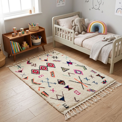 Tapis berbère Azilal 100 x 145cm - Dessins multicolores