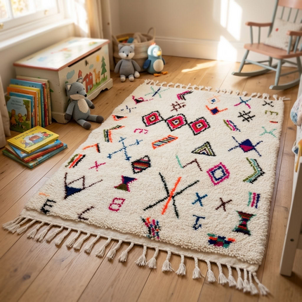 Tapis berbère Azilal 100 x 145cm - Dessins multicolores