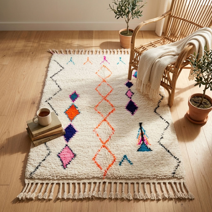 Tapis berbère Azilal 104 x 156cm - Dessins multicolores