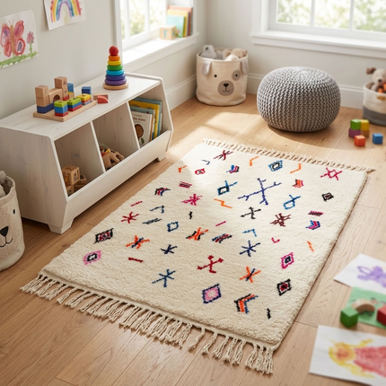 Tapis berbère Azilal 109 x 160cm - Dessins multicolores