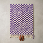Tapis Berbère en laine damier Violet et blanc - 150 x 270cm