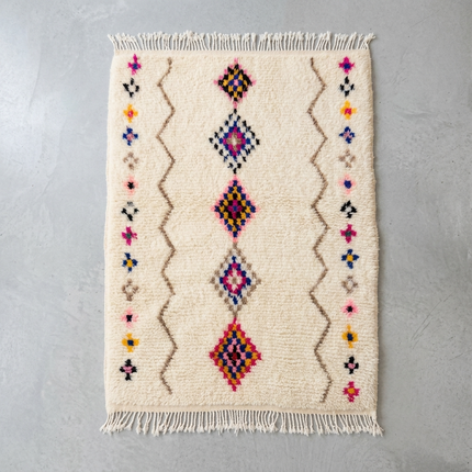 Tapis berbère Azilal 100 x 140cm - Dessins multicolores