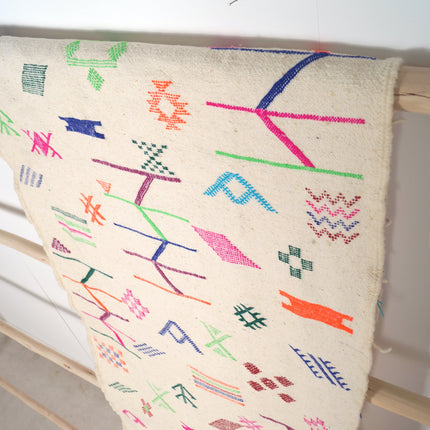 Tapis de couloir Kilim 272 x 80cm - Symboles berbères multicolores