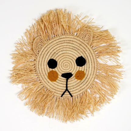 Décoration murale en raphia - Tête de lion