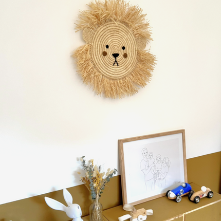 Décoration murale en raphia - Tête de lion