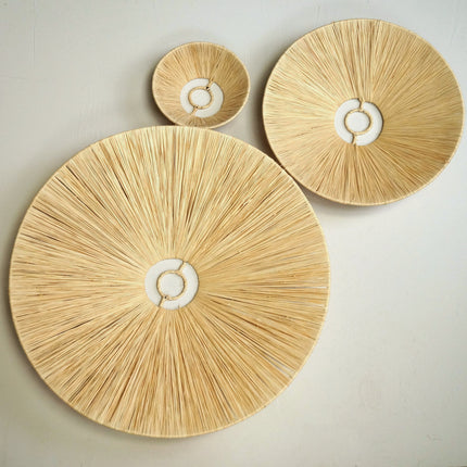 Applique murale ronde en raphia