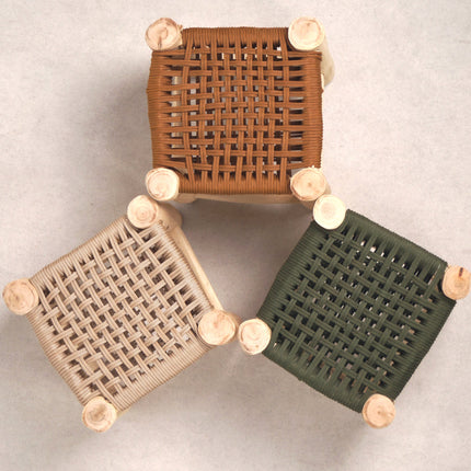 Tabouret marocain coloré en bois - Camel