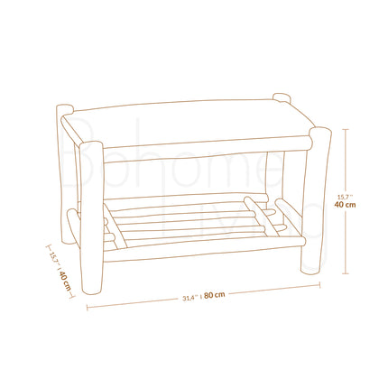 Banc en bois avec rangement 80cm