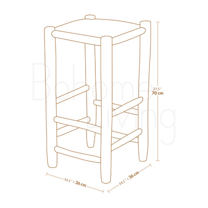 Tabouret de bar en bois et corde - 70cm