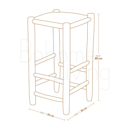 Tabouret de bar en bois - 80cm