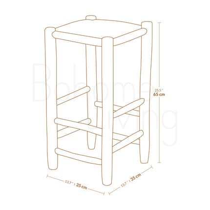 Tabouret de bar en bois et corde - 65cm