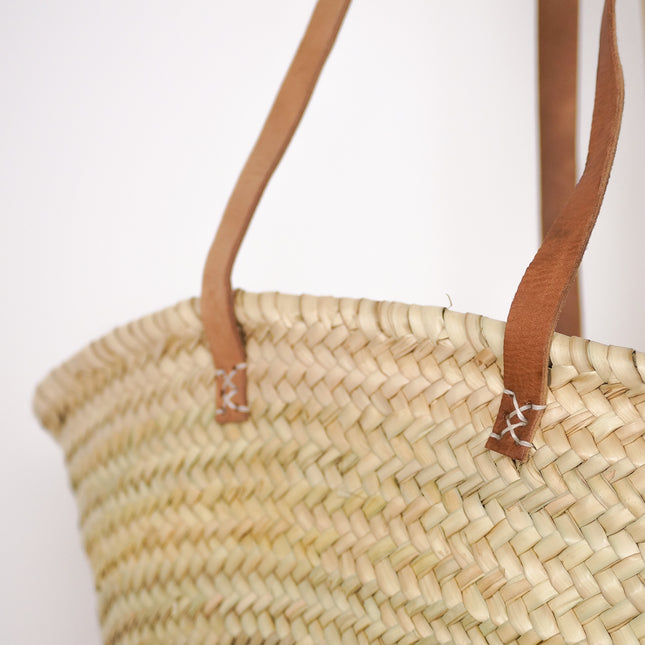 Panier cabas anses cuir cousues - TANNIA