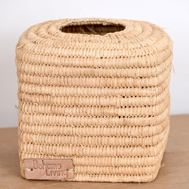 Boite à mouchoirs carrée en raphia