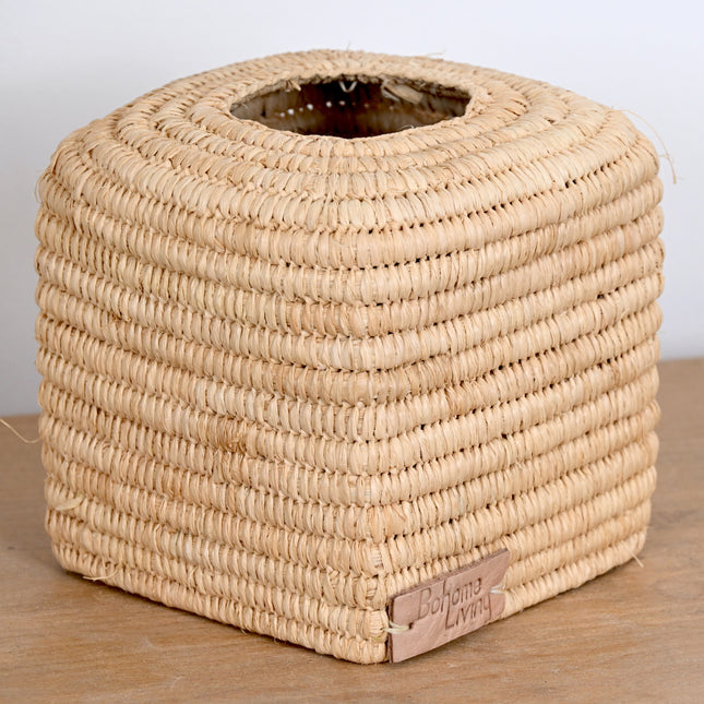 Boite à mouchoirs carrée en raphia