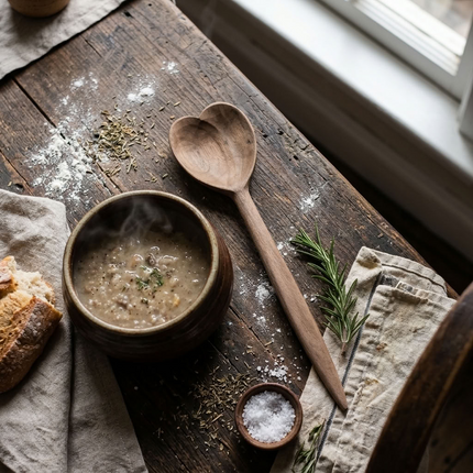 Cuillère à soupe en bois de noyer - Cœur
