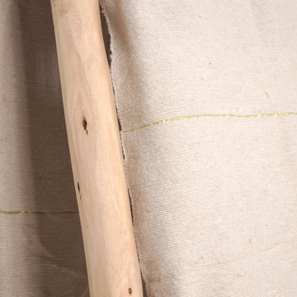 Plaid à pompons marocain beige clair rayures dorées
